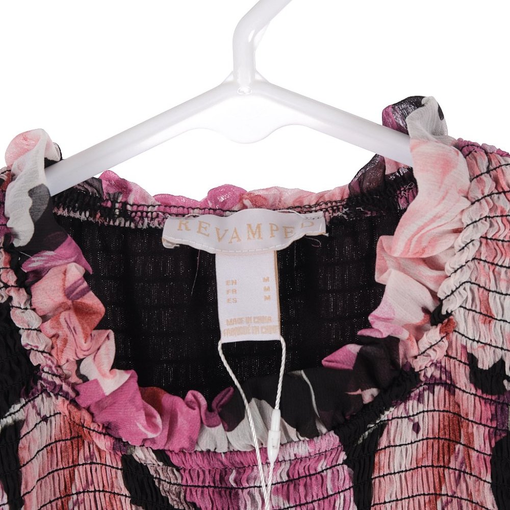 Revamped Smocked Floral Rose Mini Dress Medium NWT - Picture 5 of 8